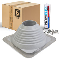 #6 Square EPDM Metal Roof Pipe Boot w/Install Kit, Gray