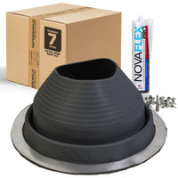 #7 Round EPDM Metal Roof Pipe Boot w/Install Kit, Black