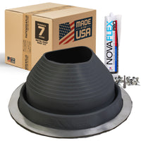 #7 Round EPDM Metal Roof Pipe Boot w/Install Kit, Black
