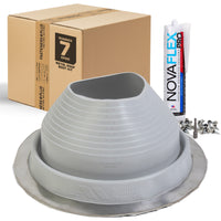 #7 Round EPDM Metal Roof Pipe Boot w/Install Kit, Gray