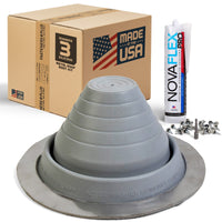 #3 Round Hi-Temp Silicone Metal Roof Boot w/Install Kit, Gray