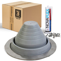 #3 Round Hi-Temp Silicone Metal Roof Boot w/Install Kit, Gray