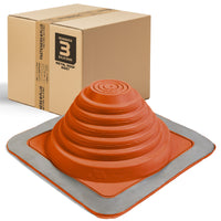 #3 Roofjack Square Silicone Pipe Flashing Boot for Metal Roof, Red