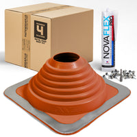 #4 Square Hi-Temp Silicone Metal Roof Boot w/Install Kit, Red