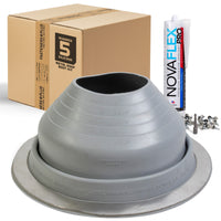 #5 Round Hi-Temp Silicone Metal Roof Boot w/Install Kit, Gray