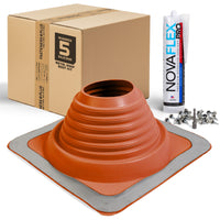 #5 Square Hi-Temp Silicone Metal Roof Boot w/Install Kit, Red