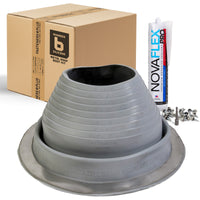 #6 Round Hi-Temp Silicone Metal Roof Boot w/Install Kit, Gray