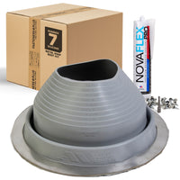 #7 Round Hi-Temp Silicone Metal Roof Boot w/Install Kit, Gray