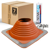 #7 Square Hi-Temp Silicone Metal Roof Boot w/Install Kit, Red