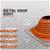 Metal roof boot specifications with dimensions and material details on a gray background