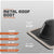 Metal roof boot with specifications on a gray background