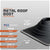 Metal roof boot specifications with dimensions and material details on a gray background