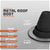 Metal roof boot with specifications on a gray background