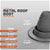 Metal roof boot with specifications on a gray background