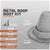 Metal roof boot with specifications on a gray background
