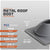Metal roof boot specifications with dimensions and material details on a gray background