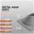 Metal roof boot specifications with dimensions and material details on a gray background