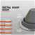 Metal roof boot with specifications on a gray background
