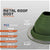 Green metal roof boot with specifications on a gray background