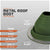 Green metal roof boot with specifications on a gray background