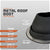 Metal roof boot with specifications on a gray background