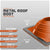 Metal roof boot specifications with an orange roof boot on a gray background