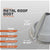 Metal roof boot with specifications on a gray background
