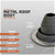 Metal roof boot with specifications on a gray background