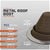 Metal roof boot with specifications on a gray background