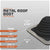 Metal roof boot specifications with dimensions and material details on a gray background
