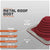 Metal roof boot specifications with a red roof boot on a gray background