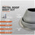 Metal roof boot kit with specifications on a gray background