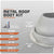 Metal roof boot with specifications on a gray background