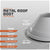 Metal roof boot with specifications on a gray background