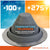 Gray metal roof boot with temperature tolerance label on a colorful background
