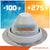 Roofing boot with temperature tolerance label on a colorful background