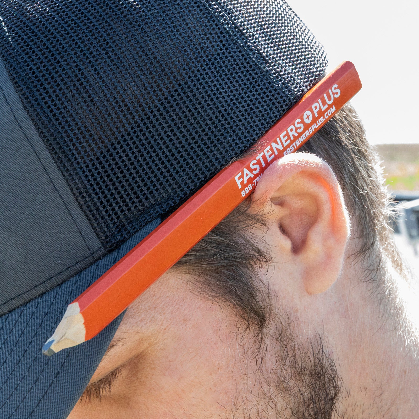 Fasteners Plus Carpenter Pencil - Orange w/White Imprint