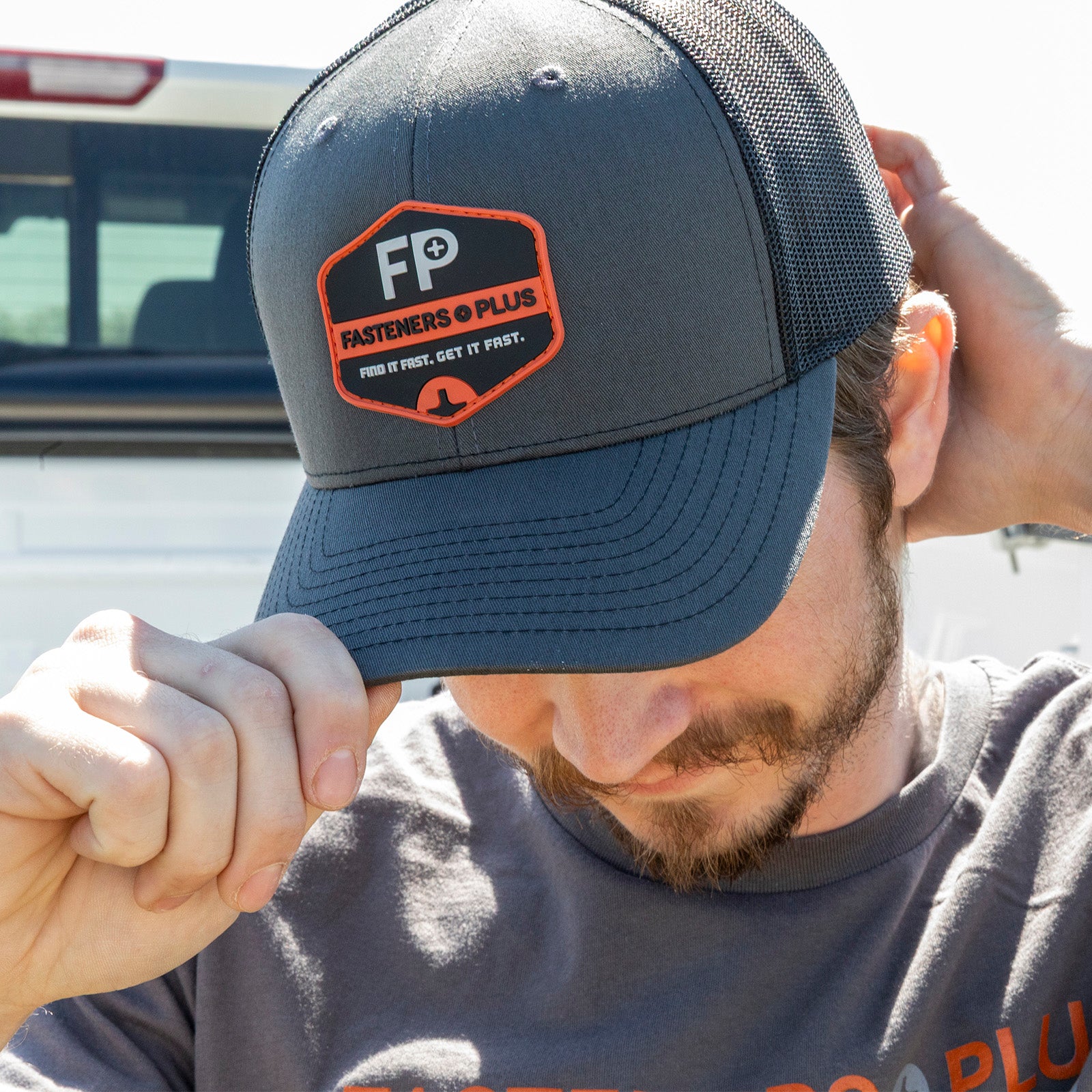 Fasteners Plus Snapback Mesh Hat - Charcoal/Black