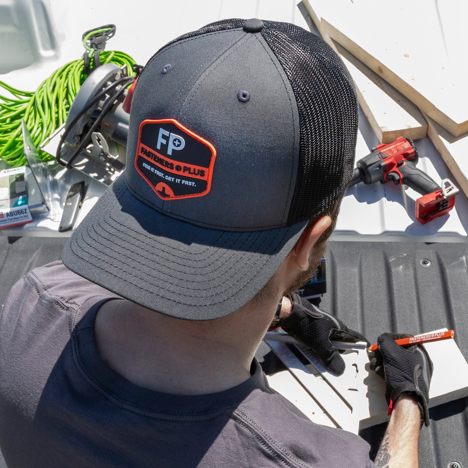 Fasteners Plus Snapback Mesh Hat - Charcoal/Black