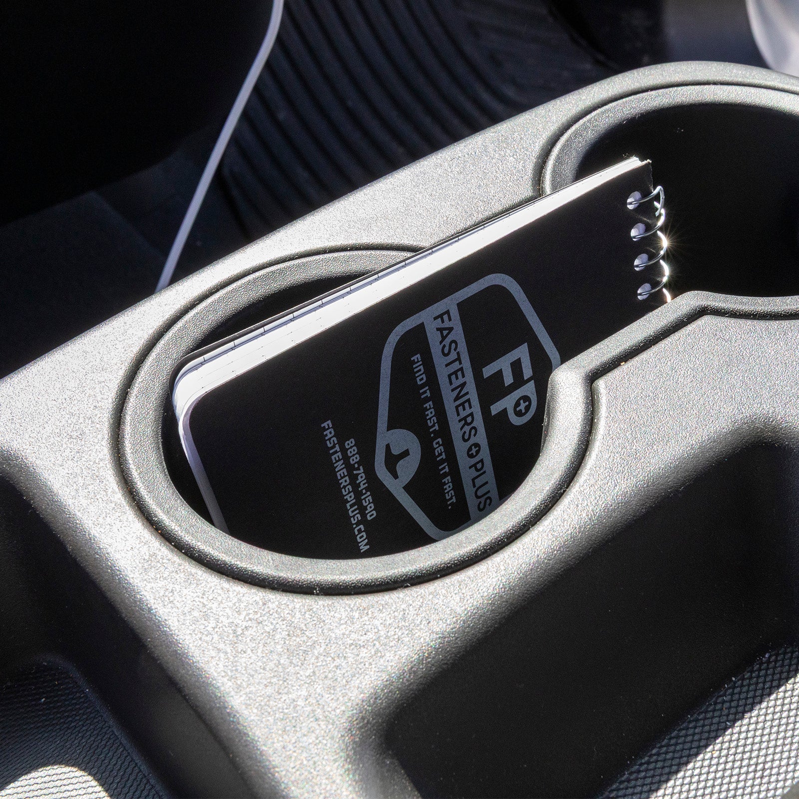 Fasteners Plus Mini Spiral Notebook - Black w/White Imprint