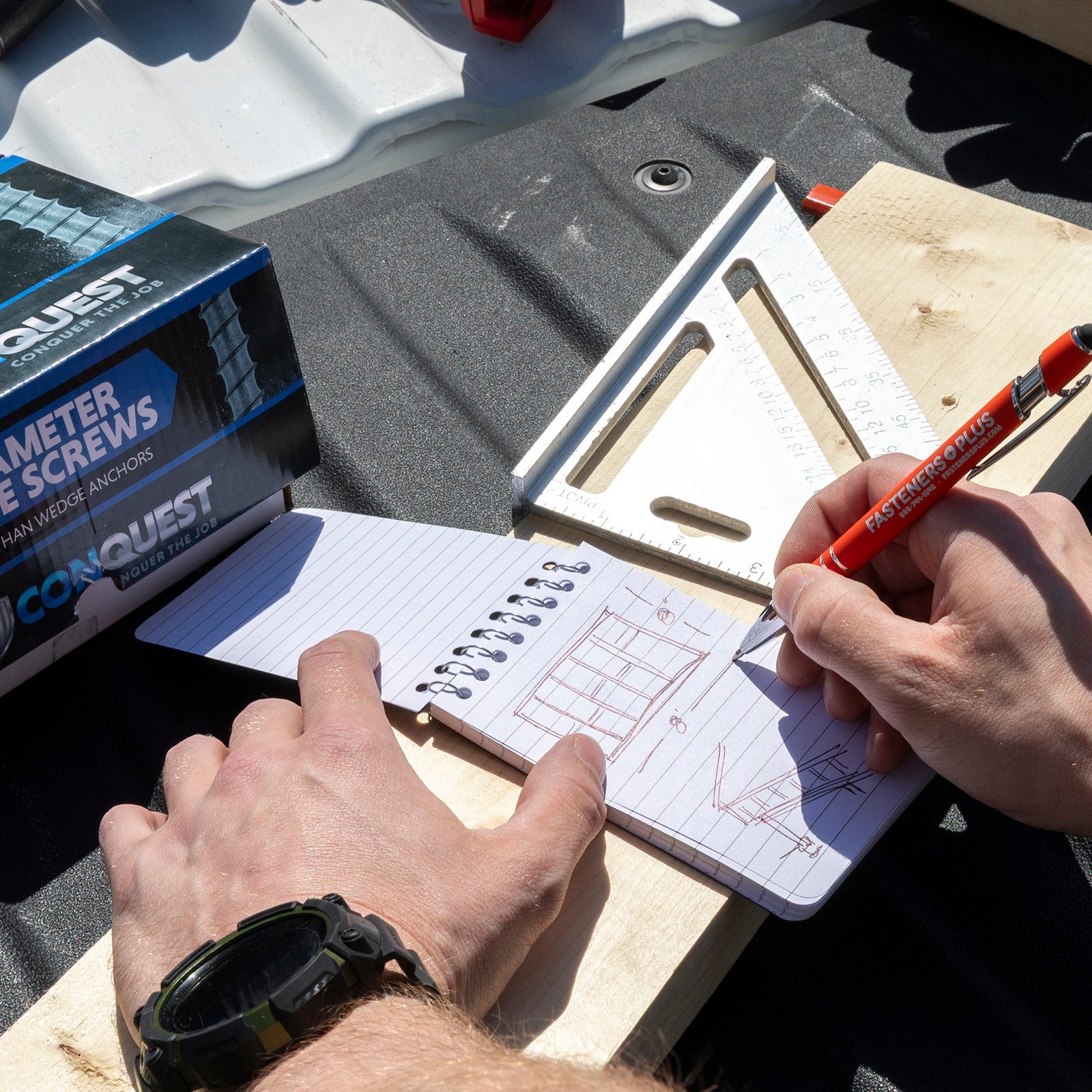 Fasteners Plus Mini Spiral Notebook - Black w/White Imprint