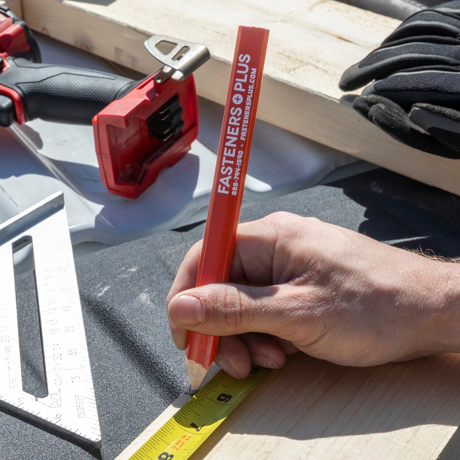Fasteners Plus Carpenter Pencil - Orange w/White Imprint