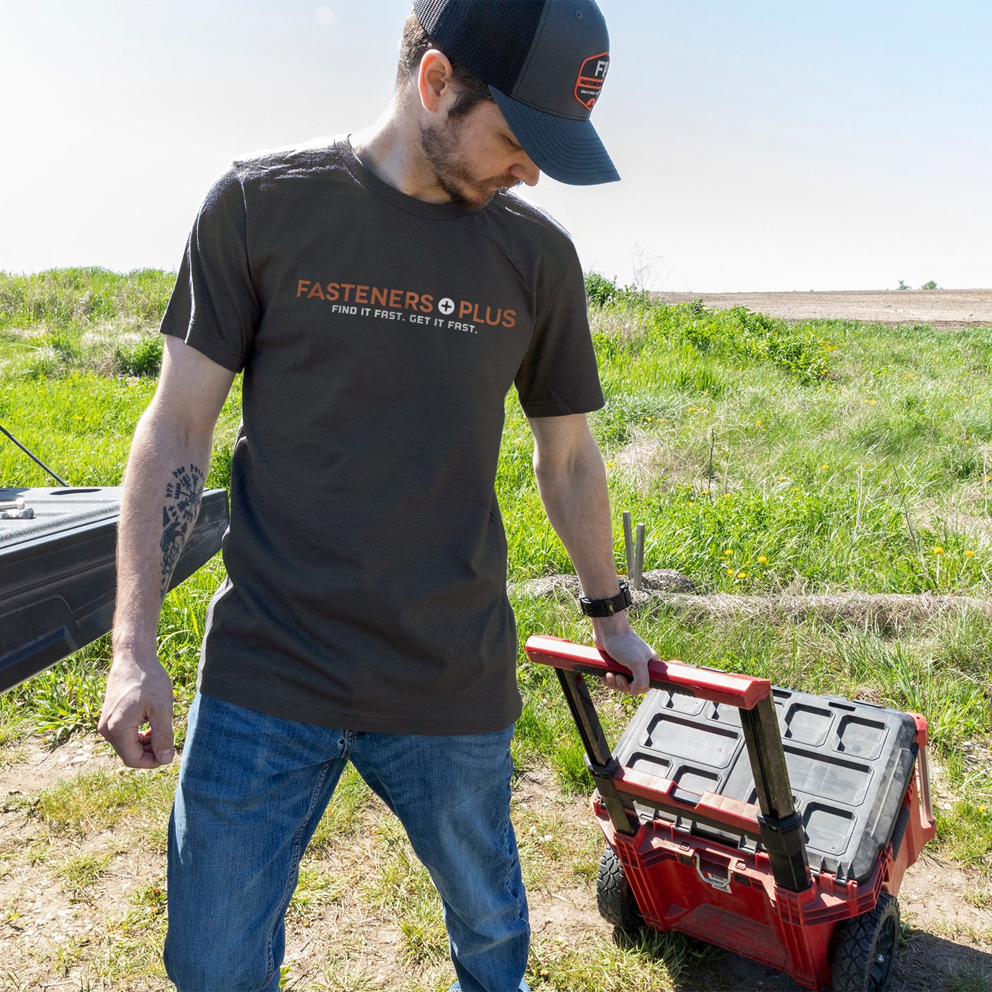 Fasteners Plus T-Shirt - Charcoal, 2 Color Print, 3XL
