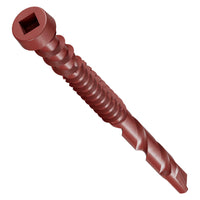 Red screw on a white background