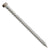 Metal screw with a threaded shaft and gray head on a white background