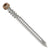 Metal screw with a tan head on a white background