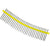 collated row of nails with a yellow line on a white background