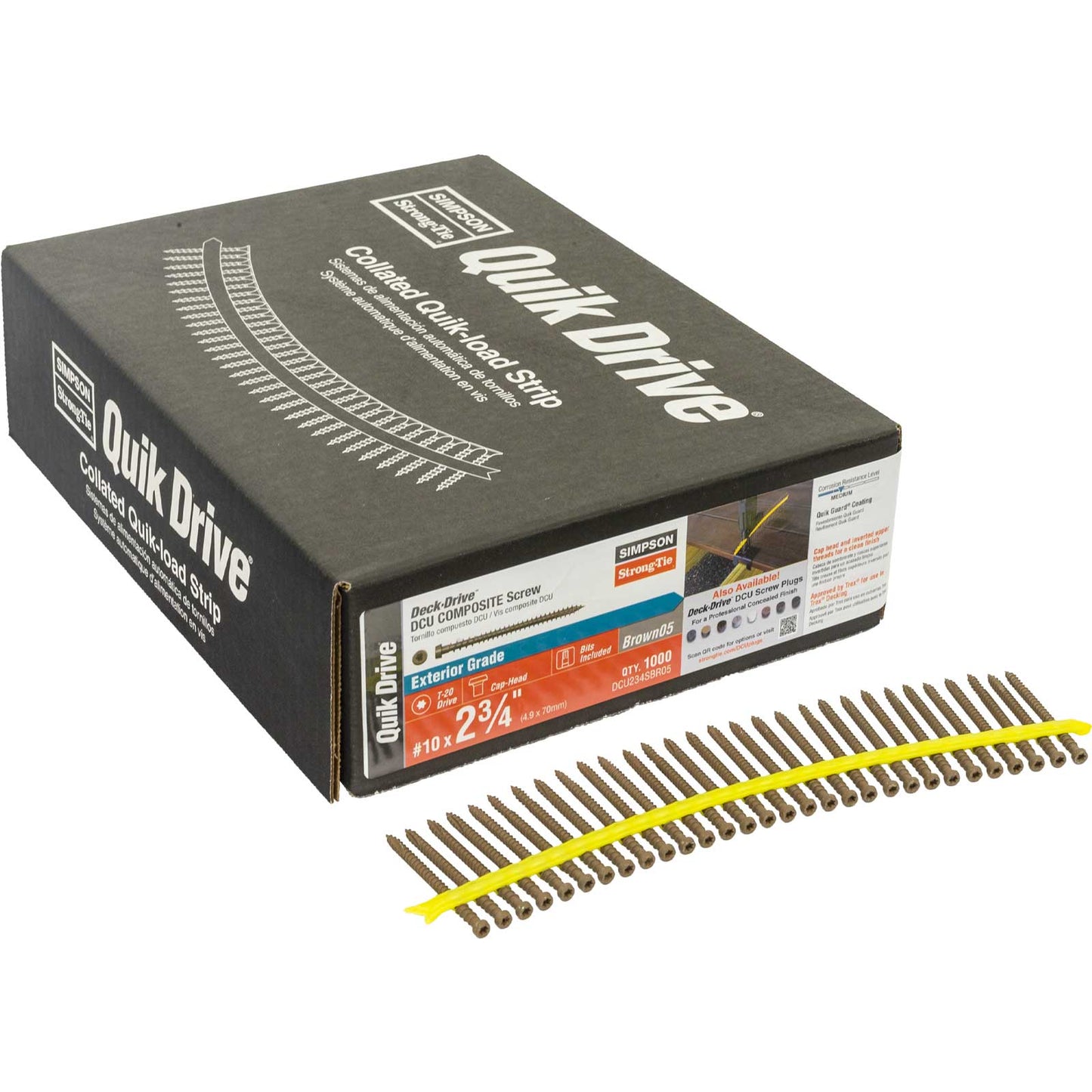 #10 x 2-3/4" Simpson Strong-Tie Quik Drive DCU Collated Composite Decking Screws - Brown 05, Pkg. 1,000