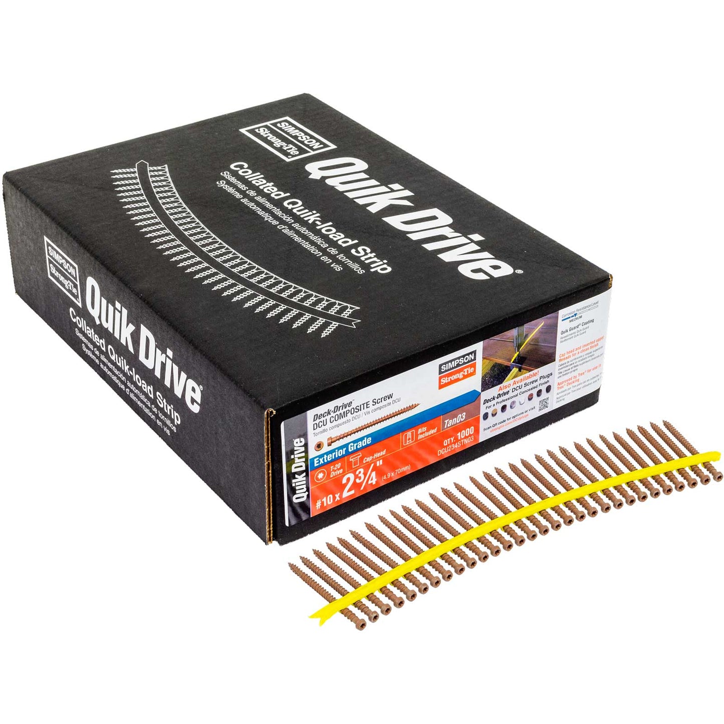 #10 x 2-3/4" Simpson Strong-Tie Quik Drive DCU Collated Composite Decking Screws - 305 Stainless Steel, Tan 03, Pkg. 1,000