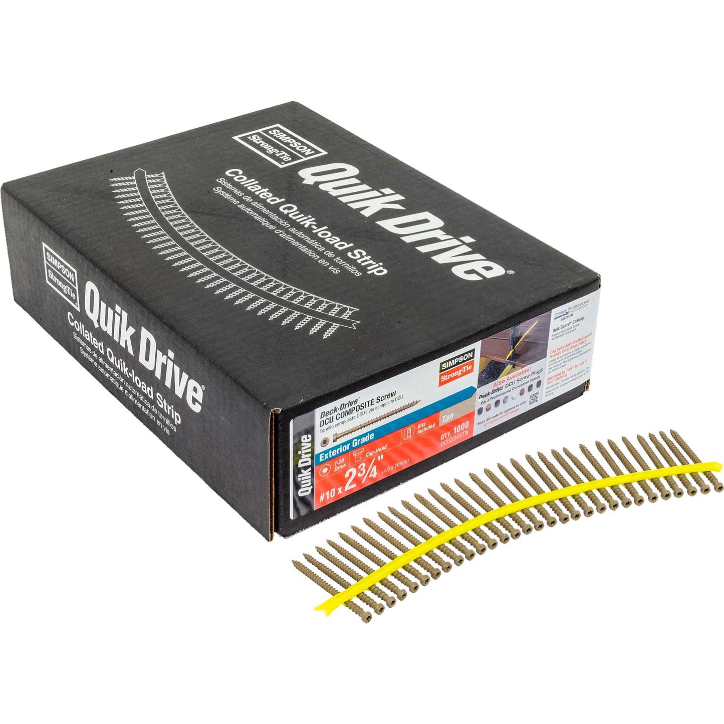 #10 x 2-3/4" Simpson Strong-Tie Quik Drive DCU Collated Composite Decking Screws - 305 Stainless Steel, Tan, Pkg. 1,000